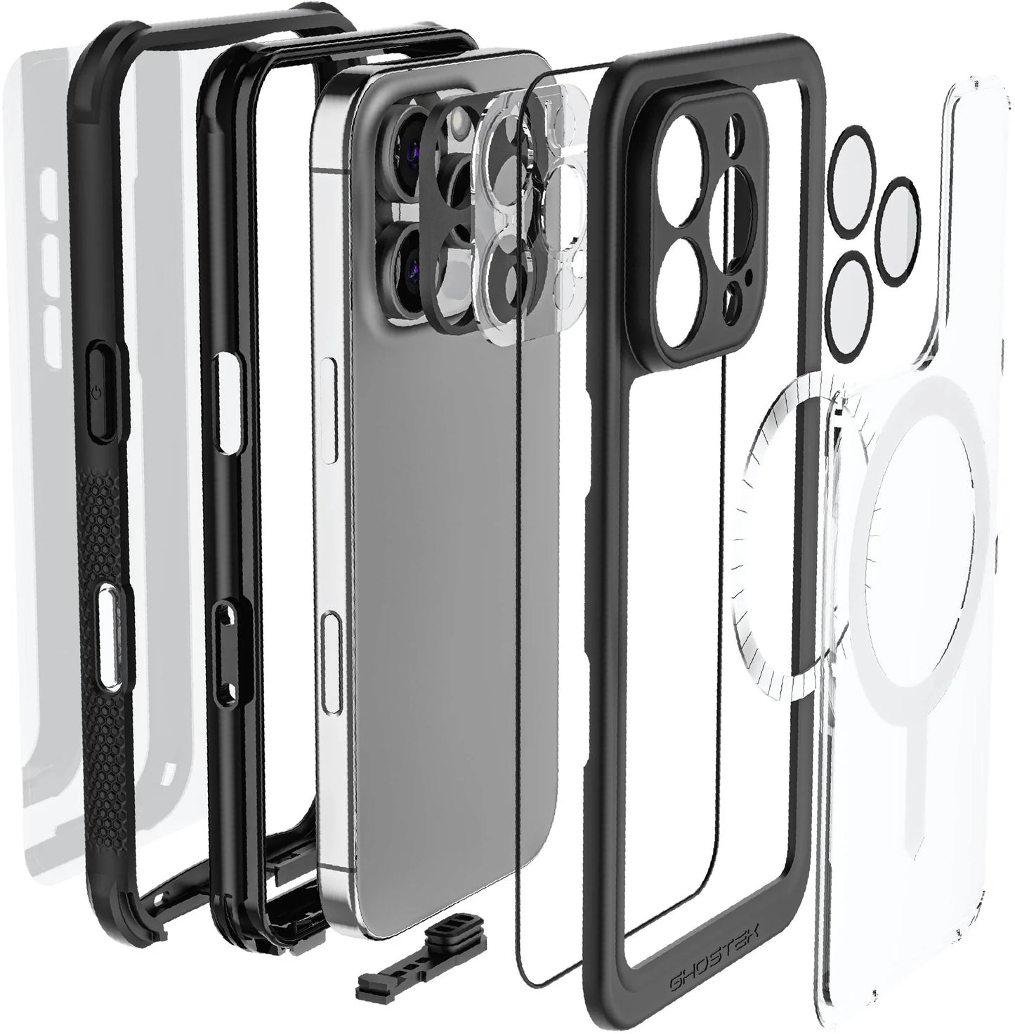 Ghostek Nautical Waterproof Magsafe Case + Belt Swivel Holster Apple Iphone 16 Pro Clear