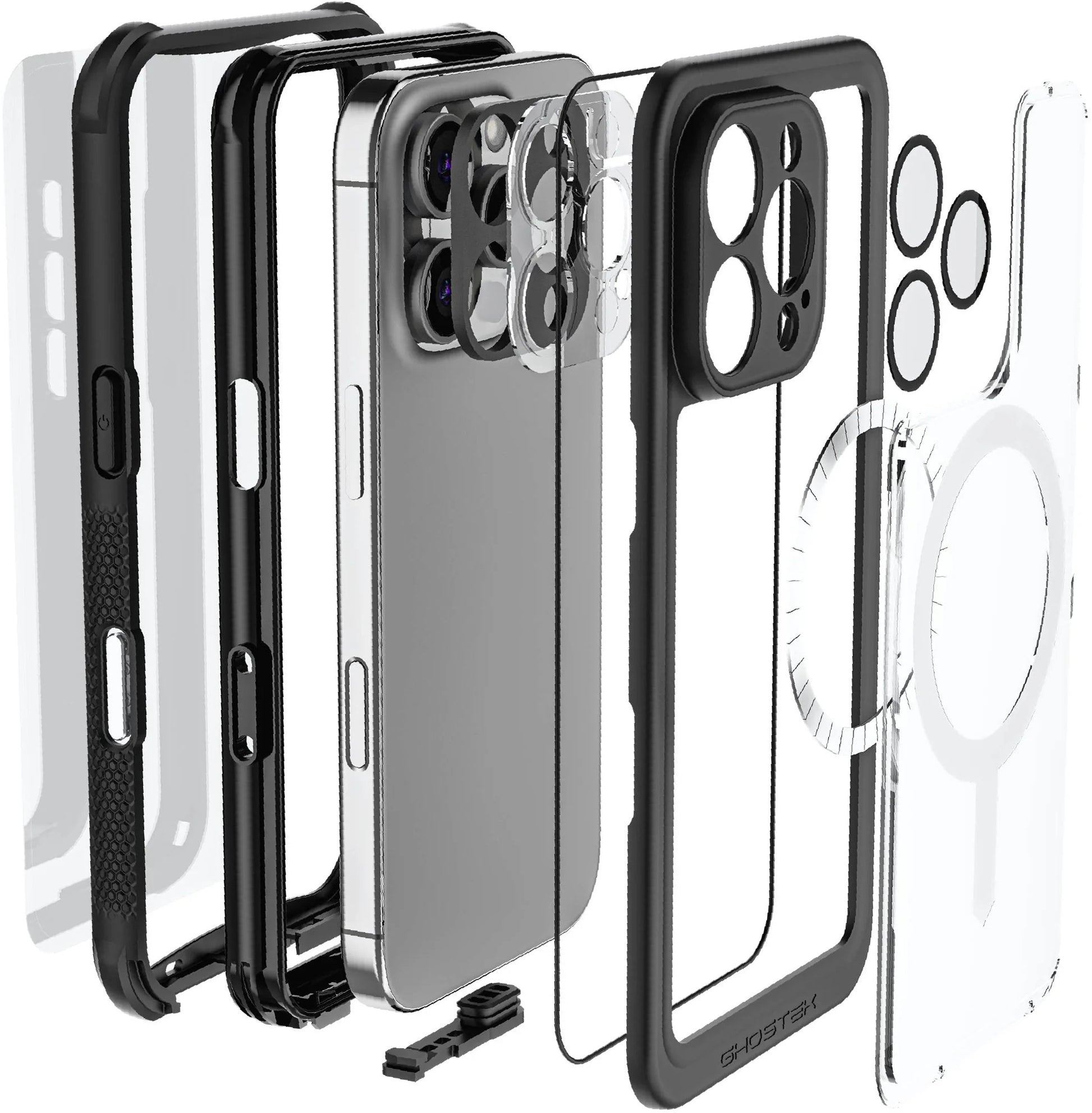 Ghostek Nautical Waterproof Magsafe Case + Belt Swivel Holster Apple Iphone 16 Pro Clear