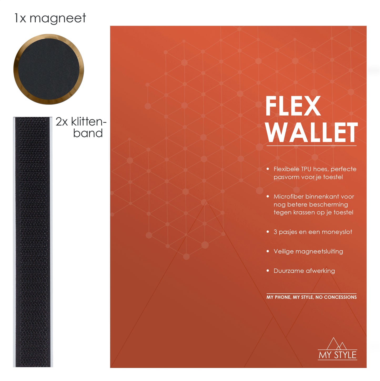 My Style Pos Forex Product Signing 20X15Cm Incl. Magneet/Klittenband My Style Flex Wallet Rust Red