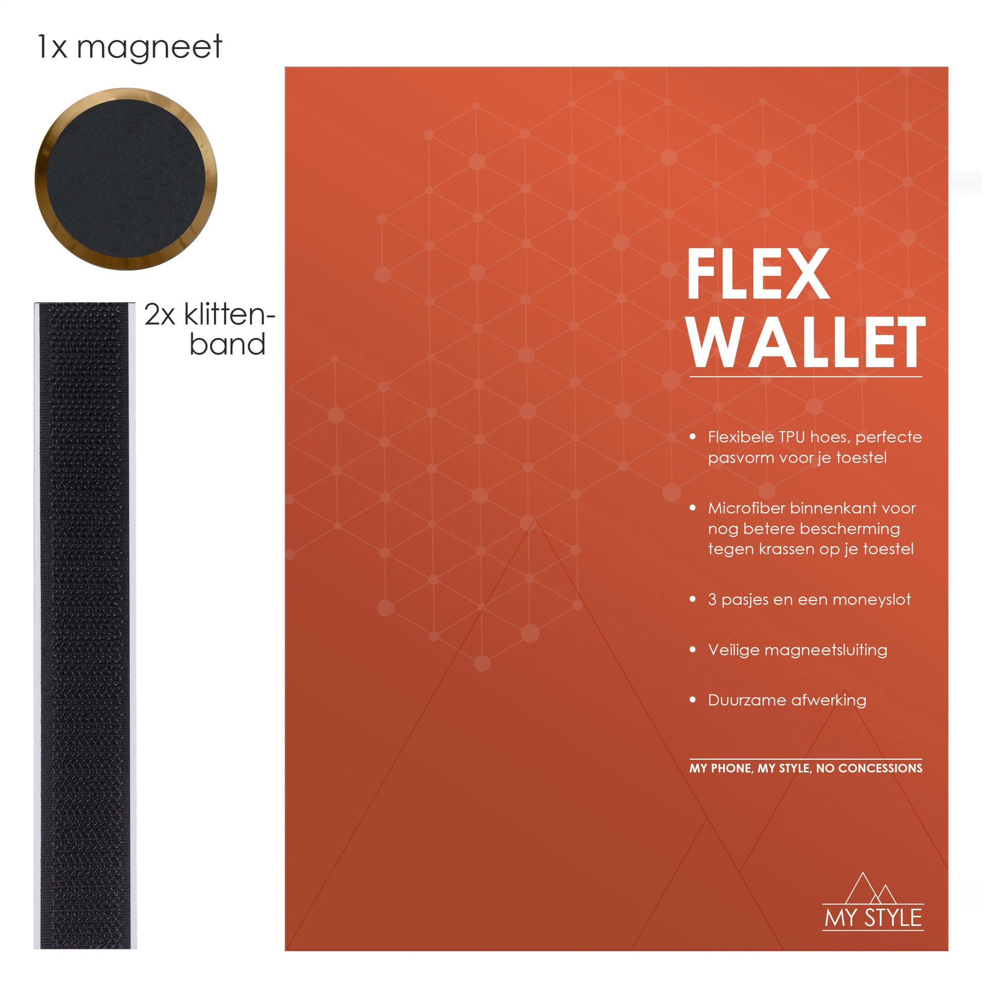 My Style Pos Forex Product Signing 20X15Cm Incl. Magneet/Klittenband My Style Flex Wallet Rust Red