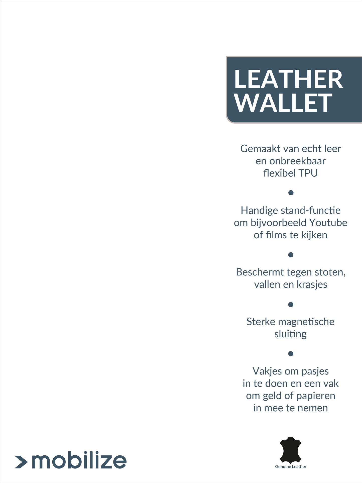 Mobilize Pos New Concept - Leather Wallet - Forex Product Signing 20X15Cm Incl. Magneet/Klittenband