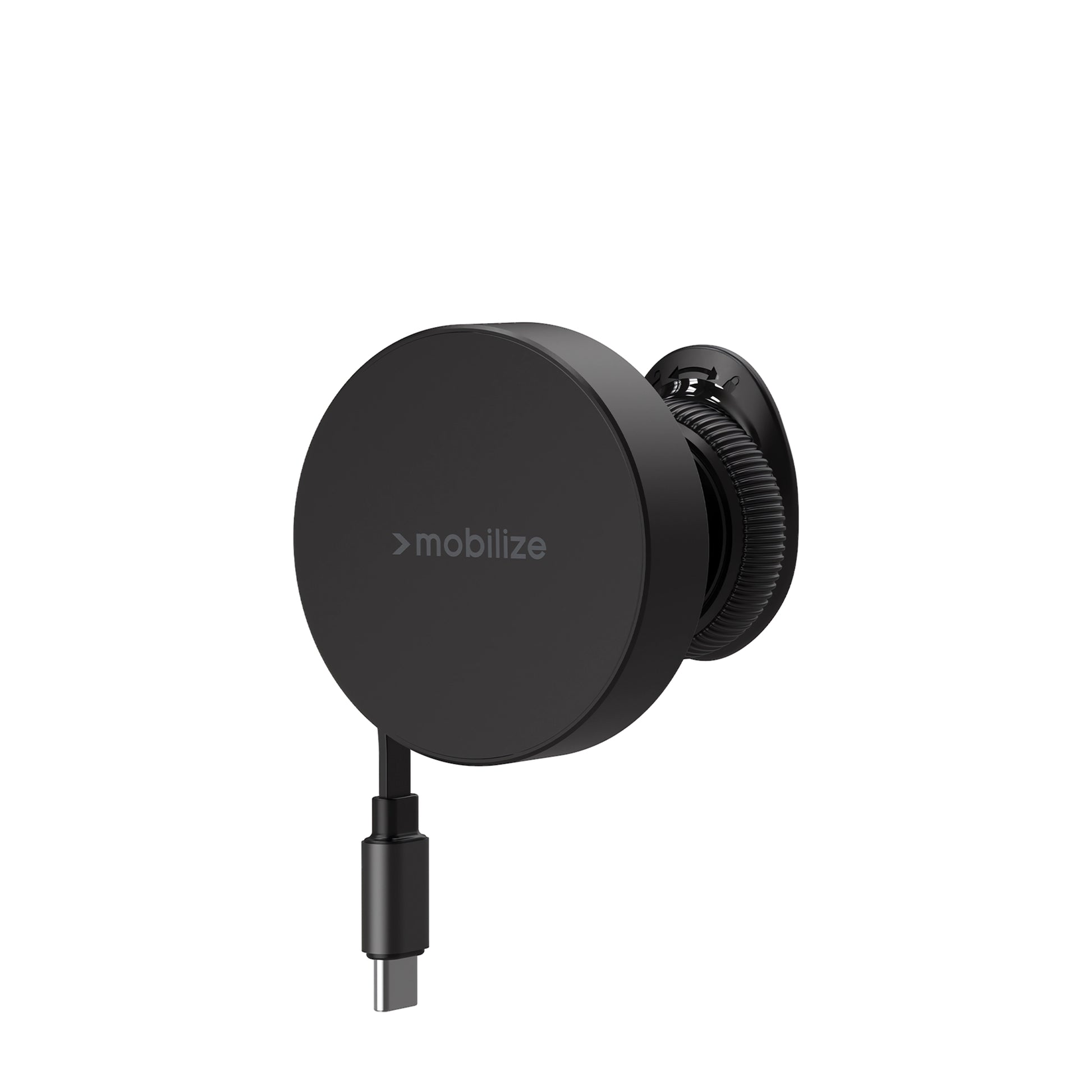 Mobilize Magsafe Compatible Car Holder/Charger 7.5W/10W/15W With Retractable Usb-C Cable Black