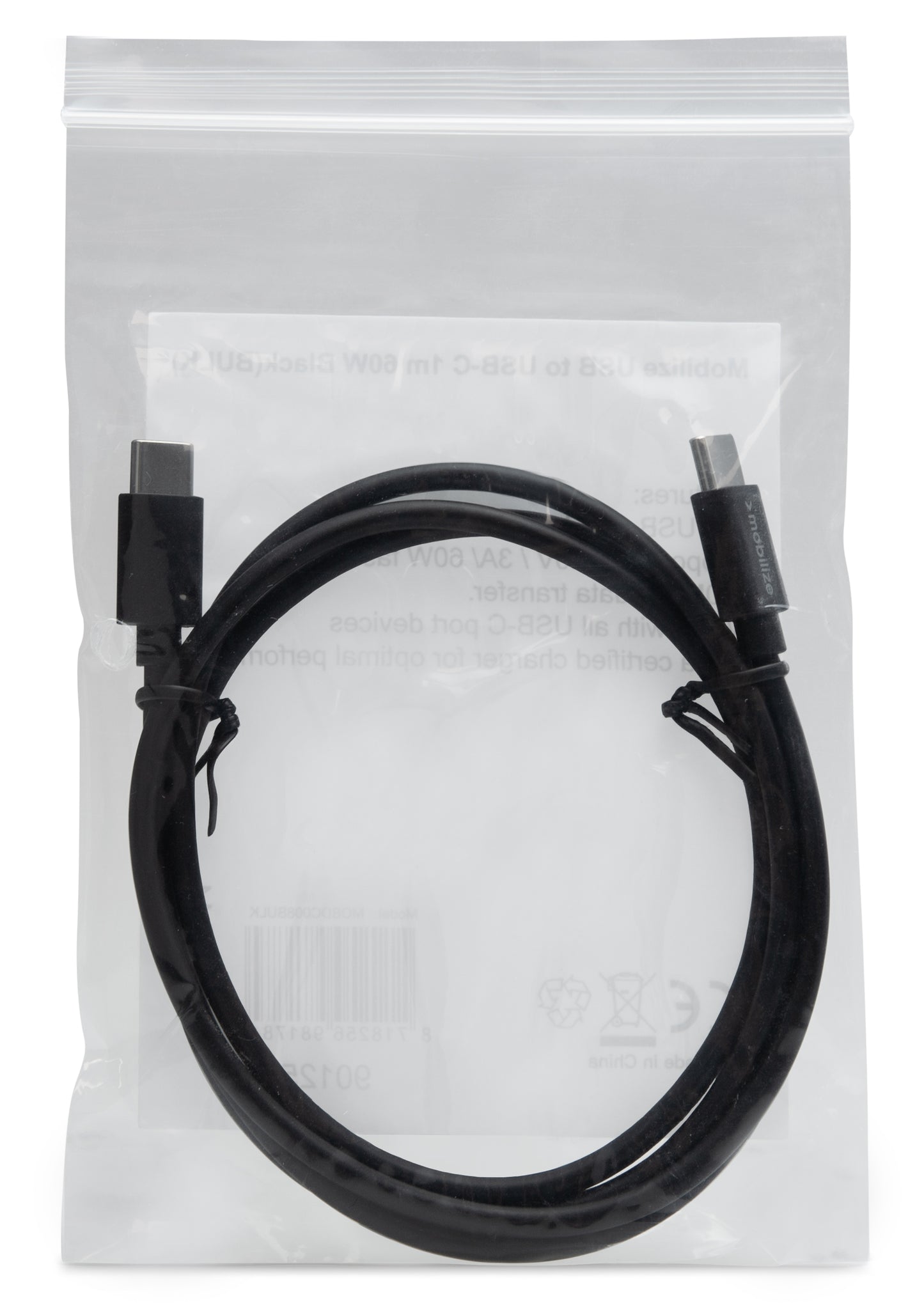 Mobilize Bulk Mobilize Cable Usb-C To Usb-C 1M. 60W Black (Bulk)
