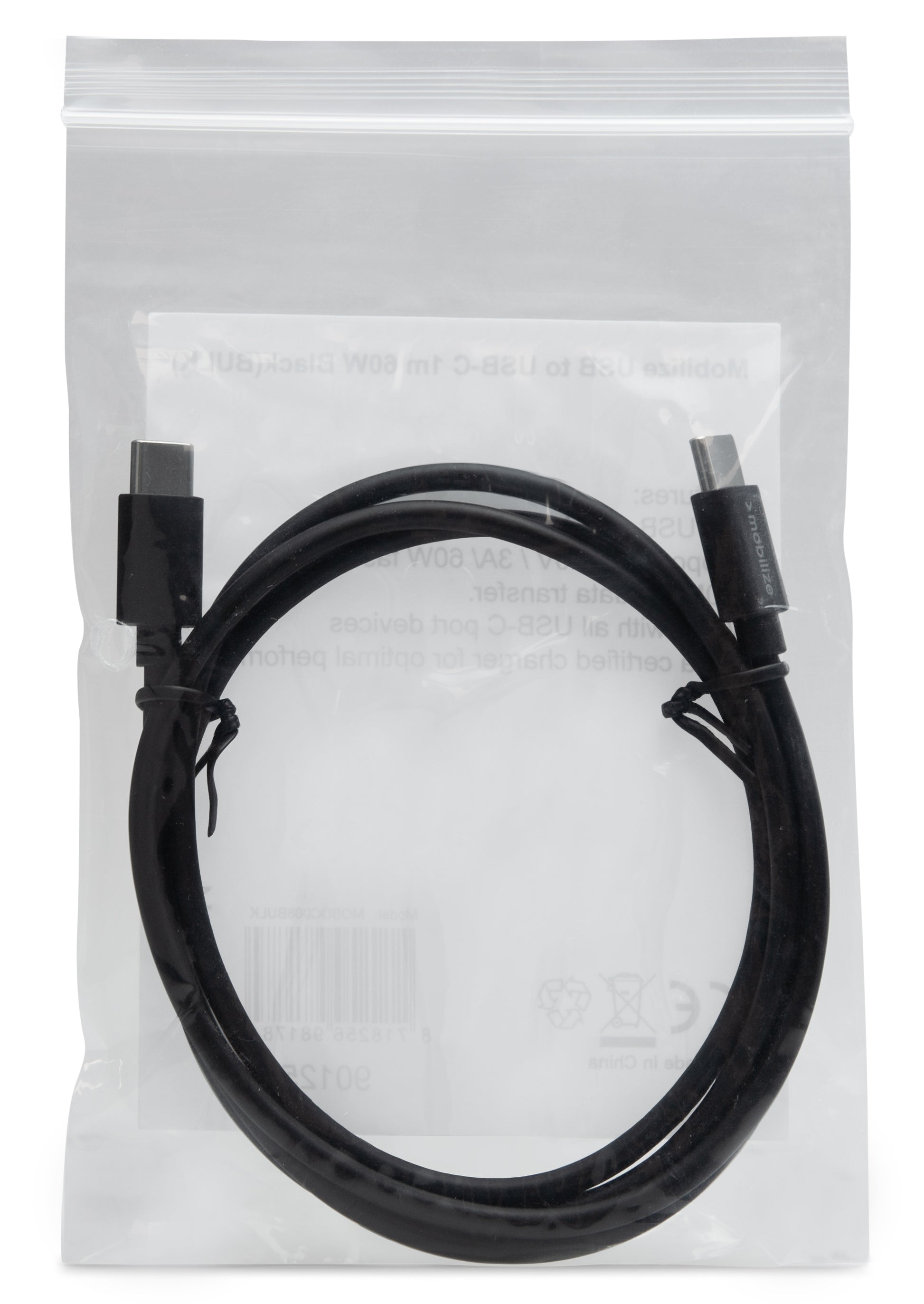 Mobilize Bulk Mobilize Cable Usb-C To Usb-C 1M. 60W Black (Bulk)